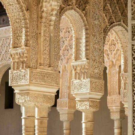 Columns of Court of the Lions at Alhambra of Granada